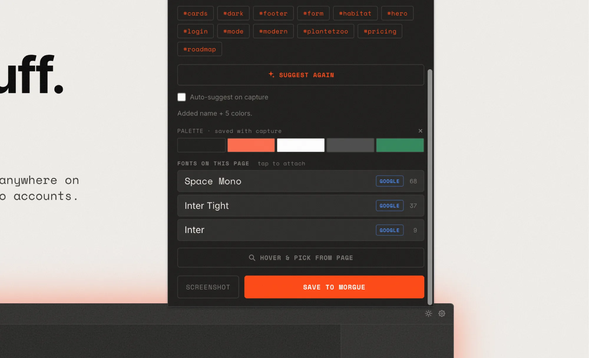 morgue app screenshot (dark mode)